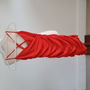 Tiger Mist red faux wrap ruched dress with adjustable straps sizeXS NWOT